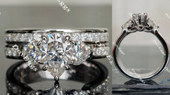 The Kiera Alaina pear half eternity channel set three stones moissanite engagement ring