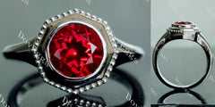Doveggs round solitaire bezel colored gem engagement ring