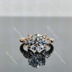 Doveggs Round Floral Lab Grown Diamond Engagement Ring