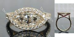 Doveggs Marquise Halo Vintage Lab Grown Diamond Engagement Ring