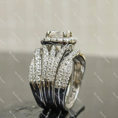 (size 7.5) Doveggs 1.5ct cushion moissanite sterling silver engagement ring set (3 rings)