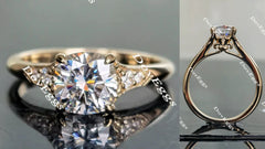 Doveggs pave art deco moissanite/colored gem engagement ring for women