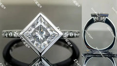 Doveggs art deco bezel engagement ring semi-mount only(Exclusively to DovEggs Stones)