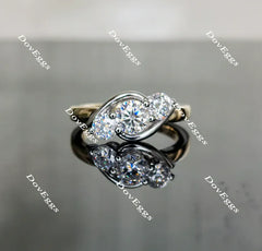 DovEggs vintage three-stone engagement ring semi-mount only(Exclusively to DovEggs Stones)
