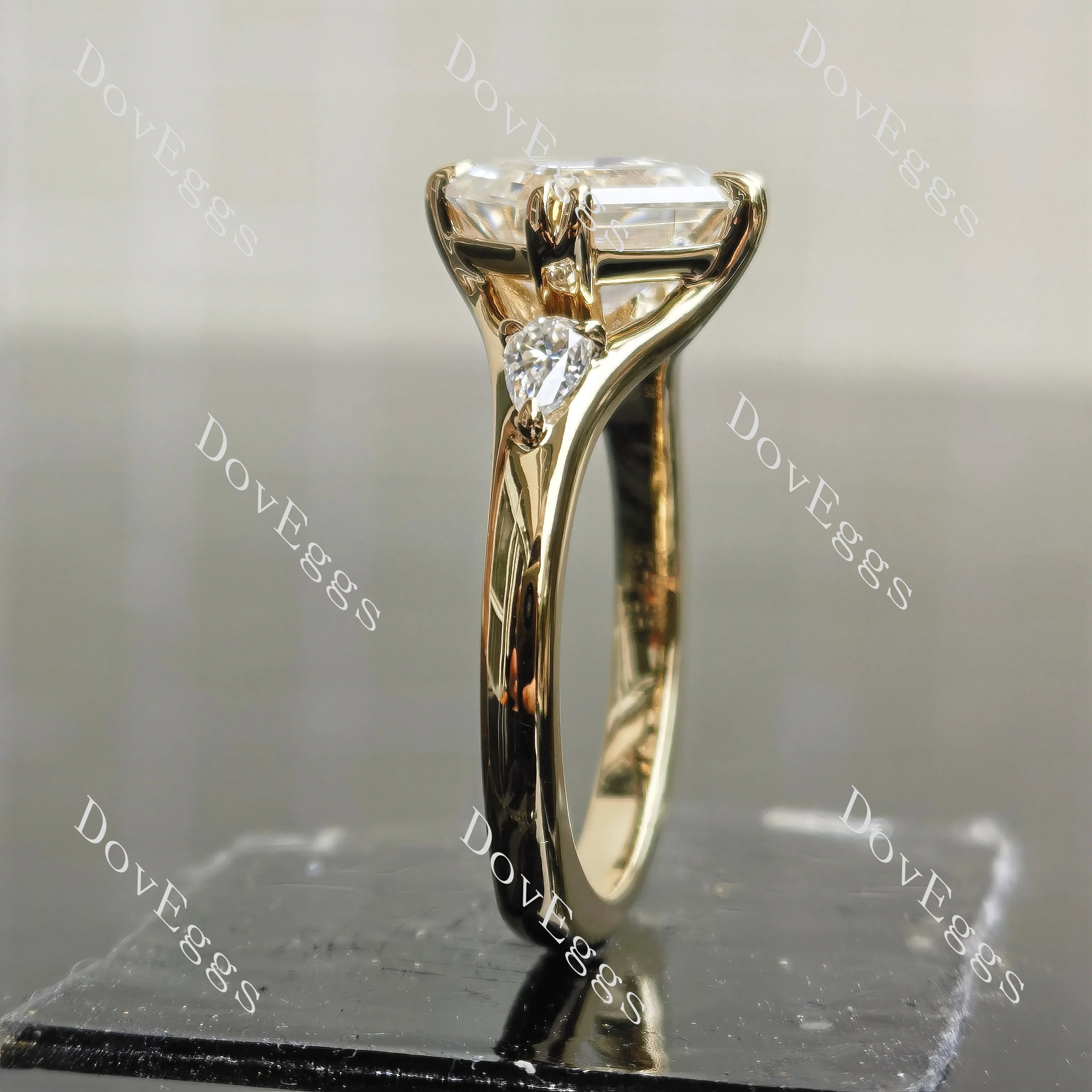 Doveggs three stones split shanks engagement ring semi-mount only(Exclusively to DovEggs stones)