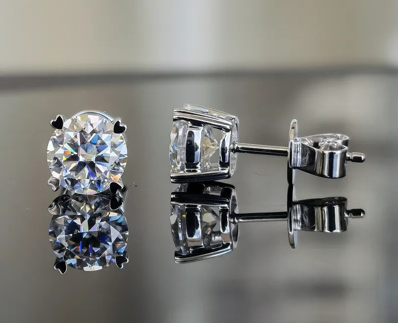 DovEggs solitaire round moissanite stud earring only semi-mount (Exclusively to DovEggs Stones)