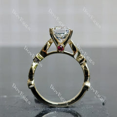 Doveggs Cushion Side Stones Lab Grown Diamond Engagement Ring