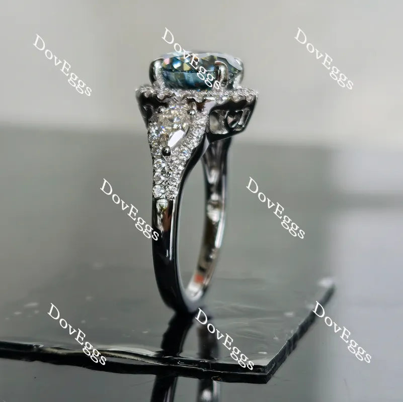 Doveggs round halo colored moissanite engagement ring
