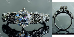 Doveggs round floral art deco moissanite engagement ring