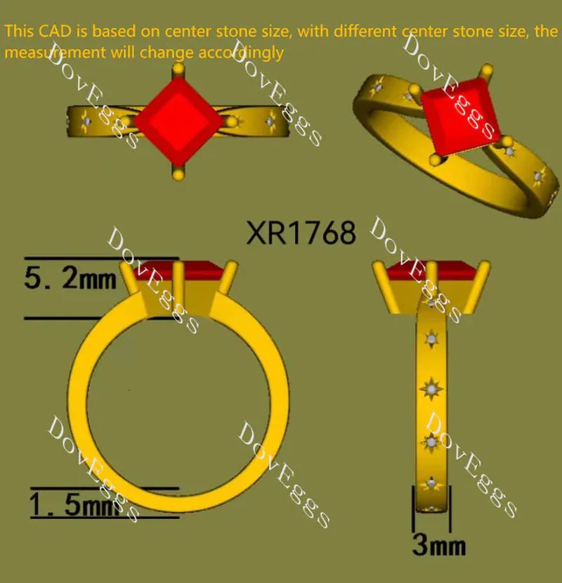 Doveggs star loop engagement ring only semi-mount only(Exclusively to DovEggs Stones)