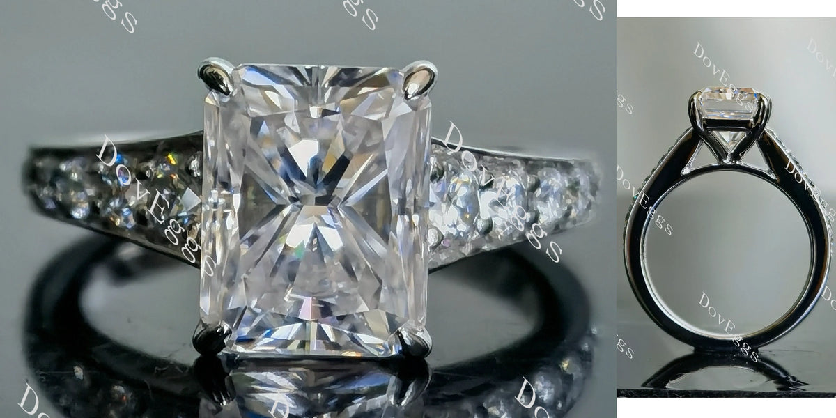 The My Forever radiant half eternity pave moissanite engagement Ring