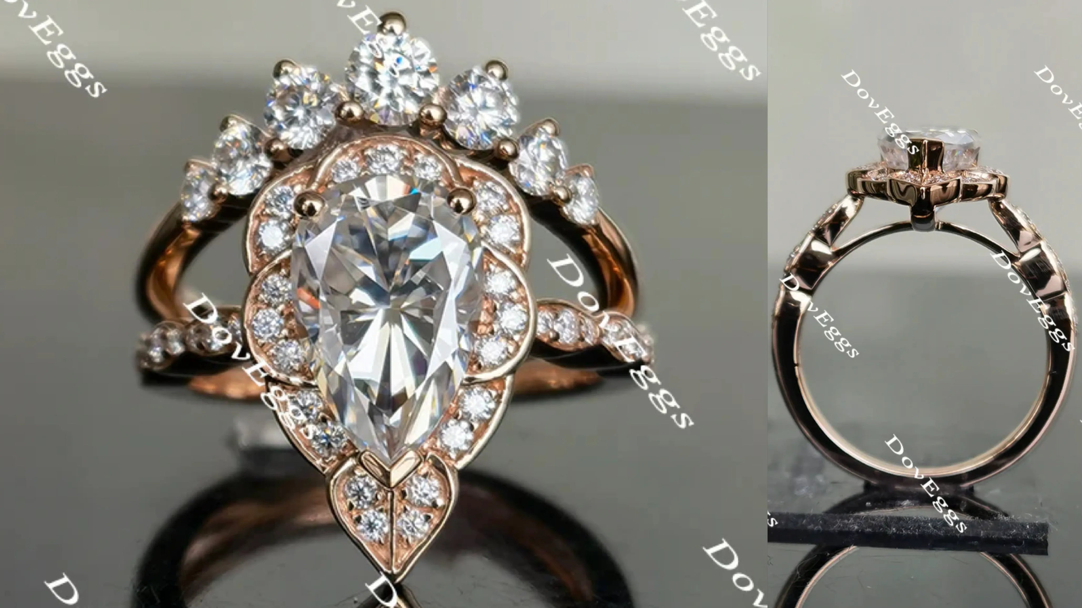Doveggs halo moissanite engagement ring only