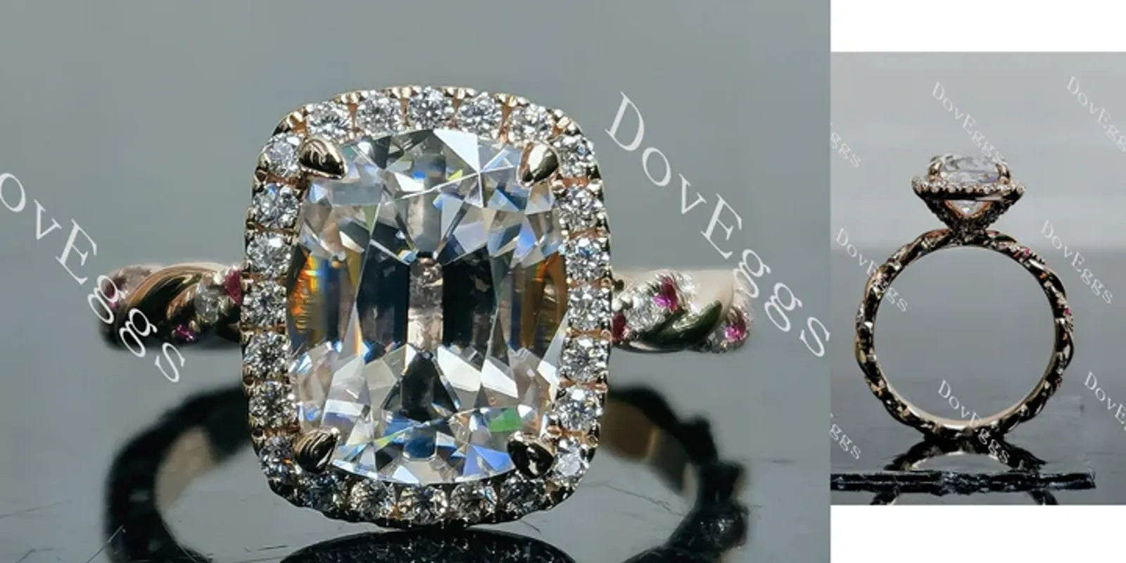 Doveggs pave halo engagement ring semi-mount only(Exclusively to DovEggs Stones)