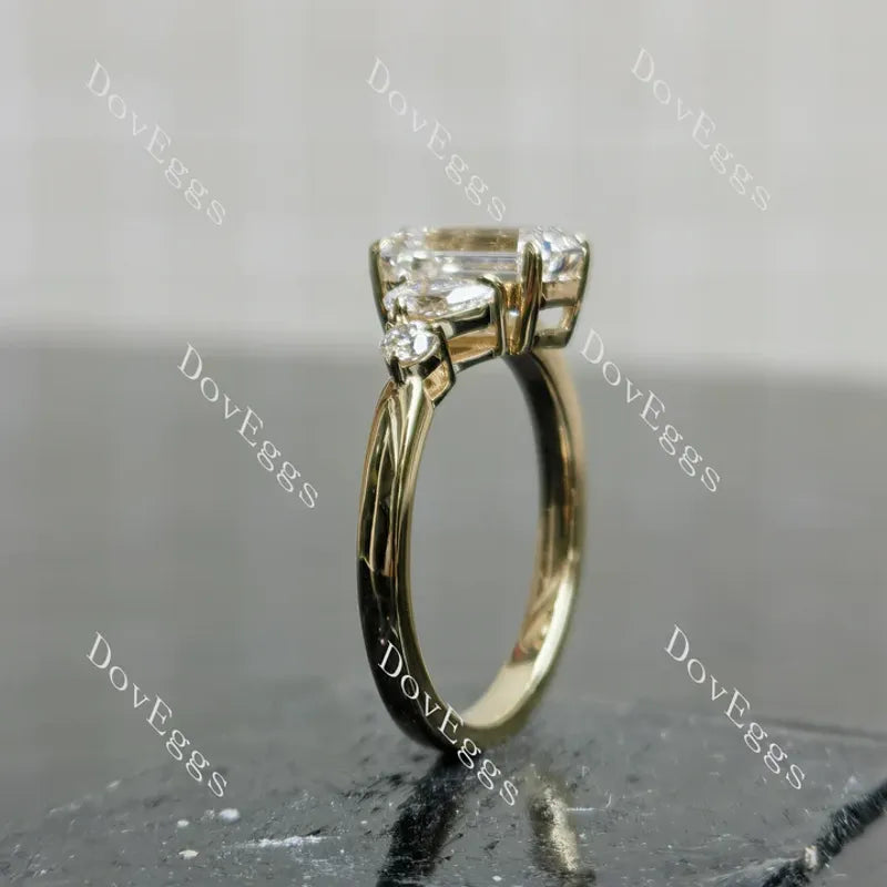 Doveggs three stones eternity engagement ring semi-mount only(Exclusively to DovEggs Stones)