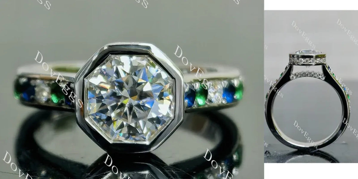 Doveggs bezel pave engagement ring semi-mount only(Exclusively to DovEggs Stones)