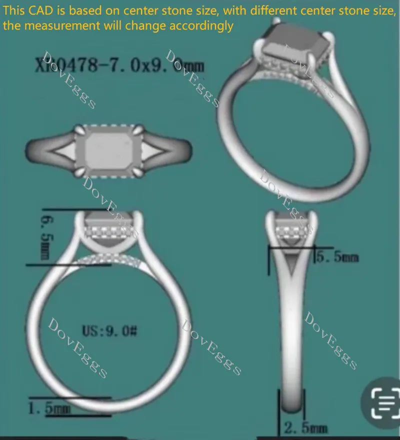 Doveggs split shanks engagement ring only semi-mount only(Exclusively to DovEggs Stones)