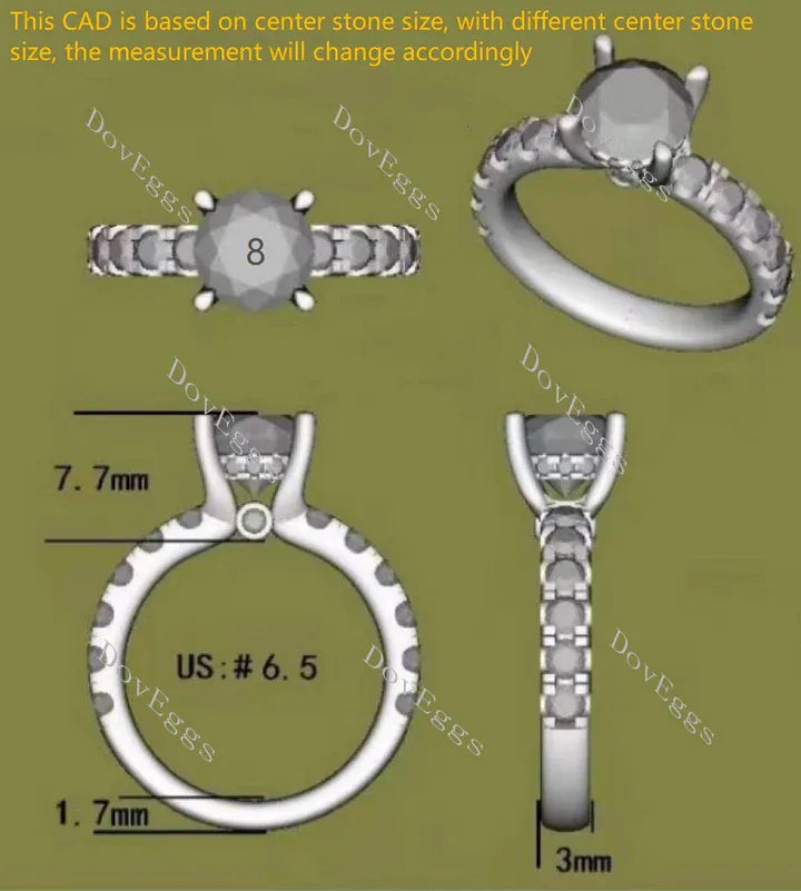Doveggs pave engagement ring only semi-mount only(Exclusively to DovEggs Stones)