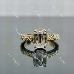 DovEggs art deco solitaire bezel engagement ring only semi-mount only(Exclusively to DovEggs Stones)