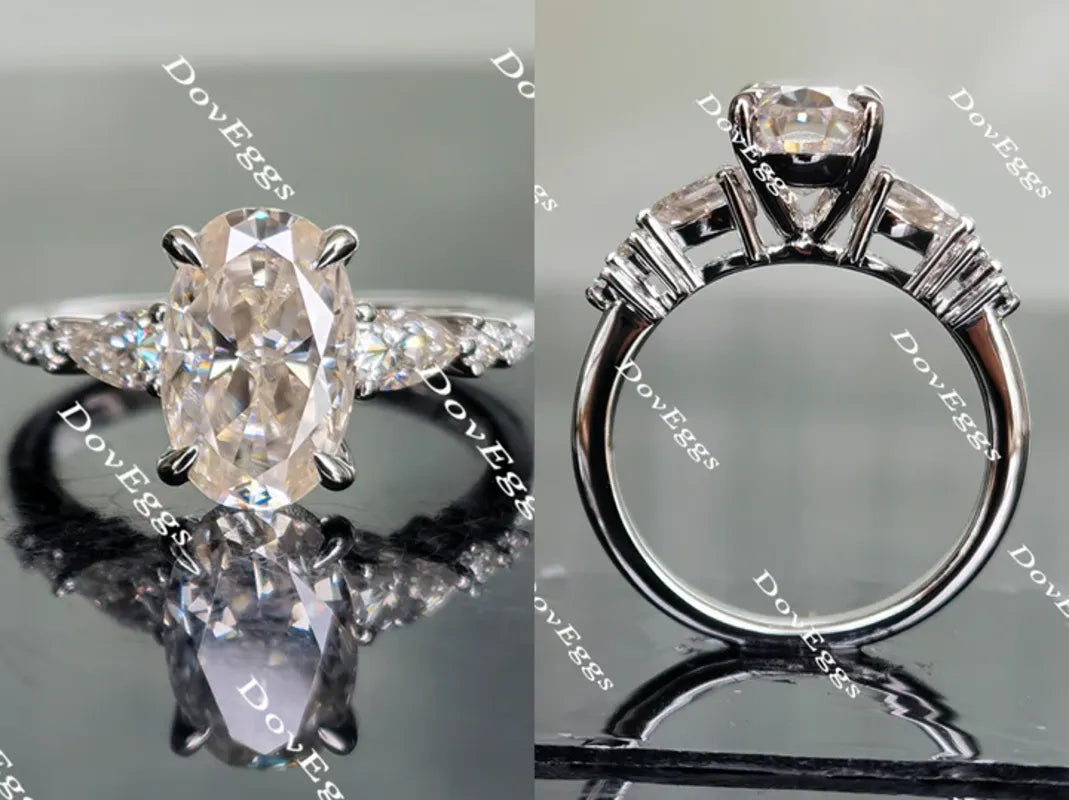 Doveggs side stone engagement ring semi-mount only(Exclusively to DovEggs Stones)