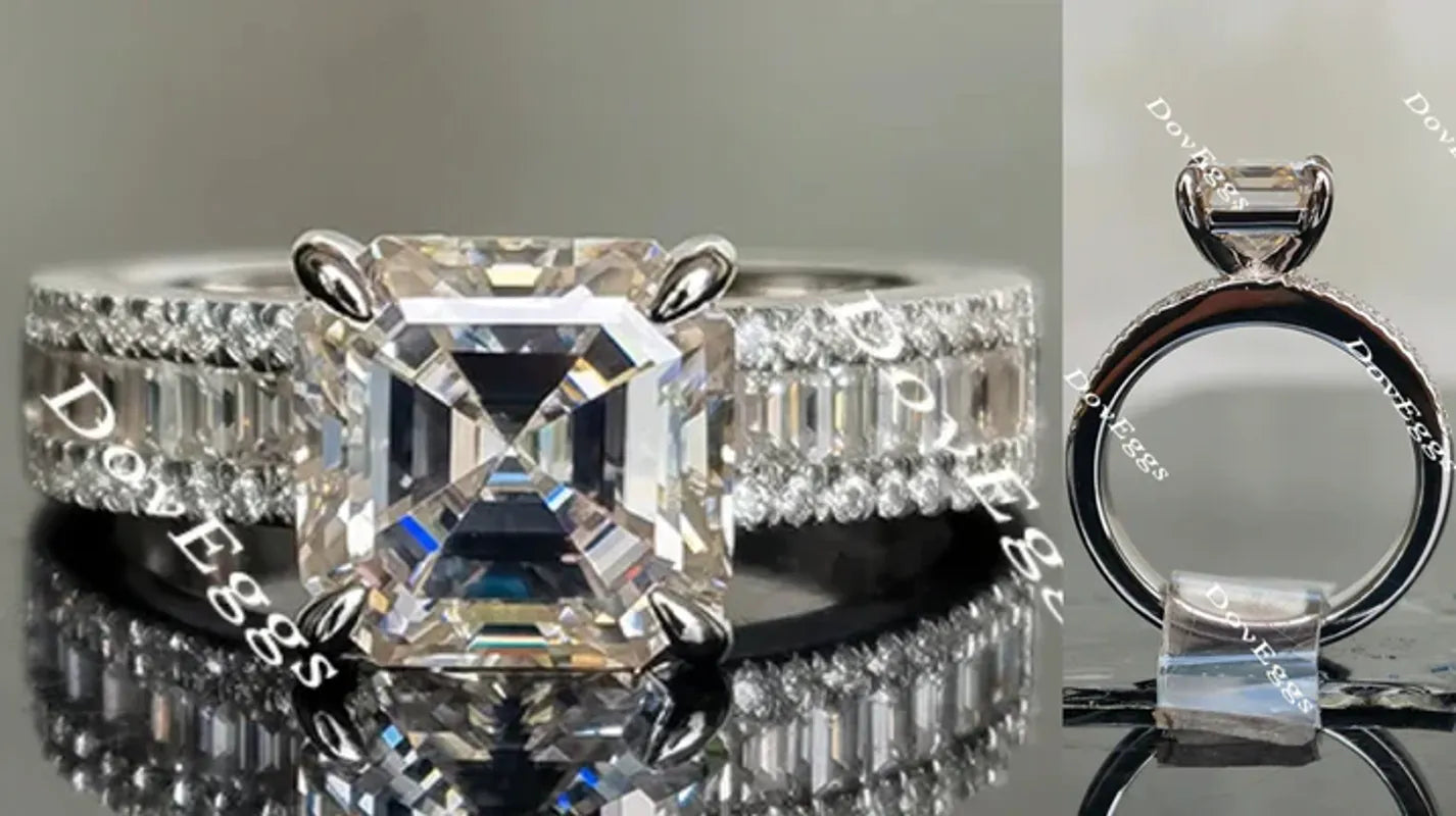 Doveggs half eternity channel set pave engagement ring only semi-mount only(Exclusively to DovEggs Stones)
