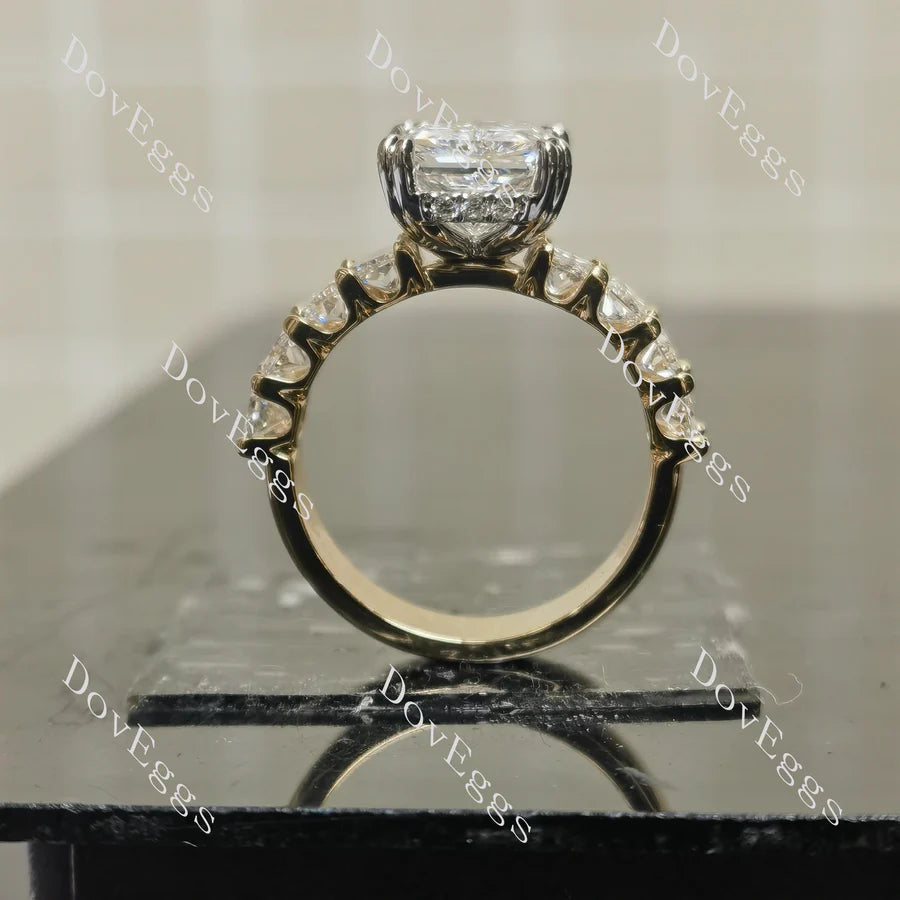 The Helena radiant vintage pave engagement ring only semi-mount only(Exclusively to DovEggs Stones)