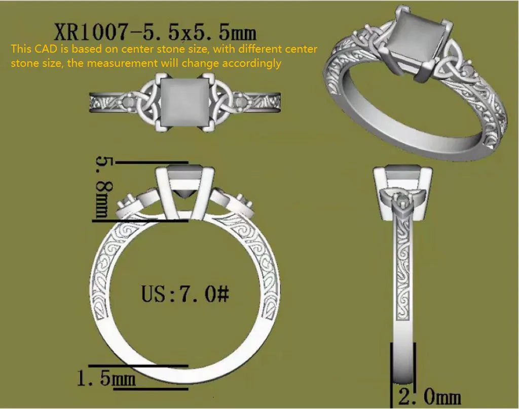 Doveggs princess carved vintage moissanite engagement ring