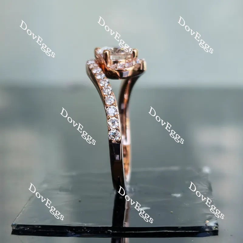 Doveggs round pave curved band moissanite engagement ring