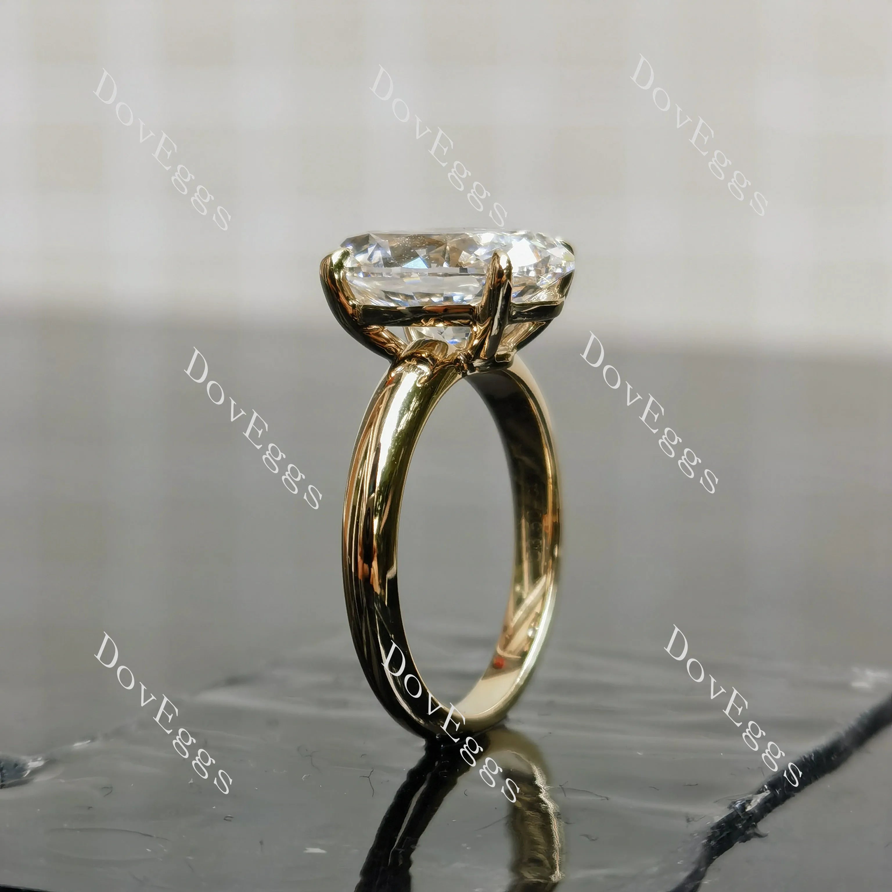 Doveggs Oval Pave Solitaire Lab Grown Diamond Engagement Ring