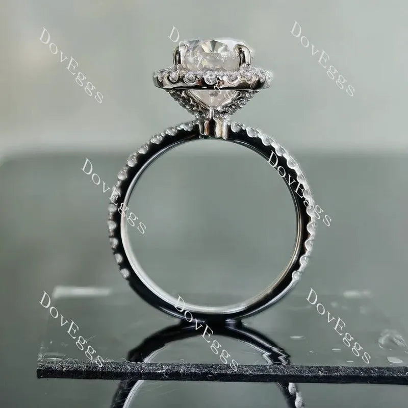 Doveggs halo pave engagement ring semi-mount only(Exclusively to DovEggs Stones)