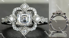 The aviator's floral Asscher moissanite engagement ring