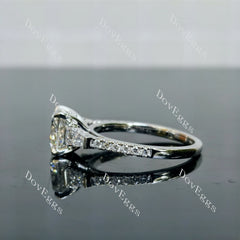 Cushion pave half eternity moissanite engagement ring| DovEggs