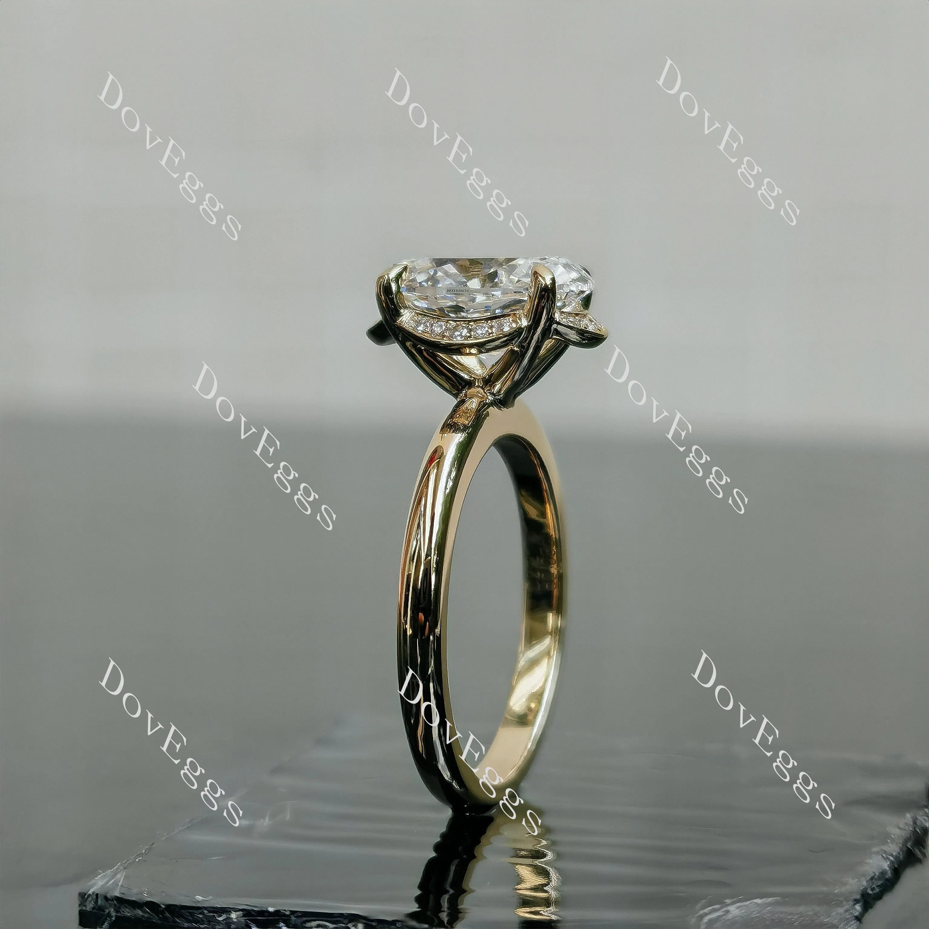 Doveggs Oval Hidden Halo Lab Grown Diamond Engagement Ring