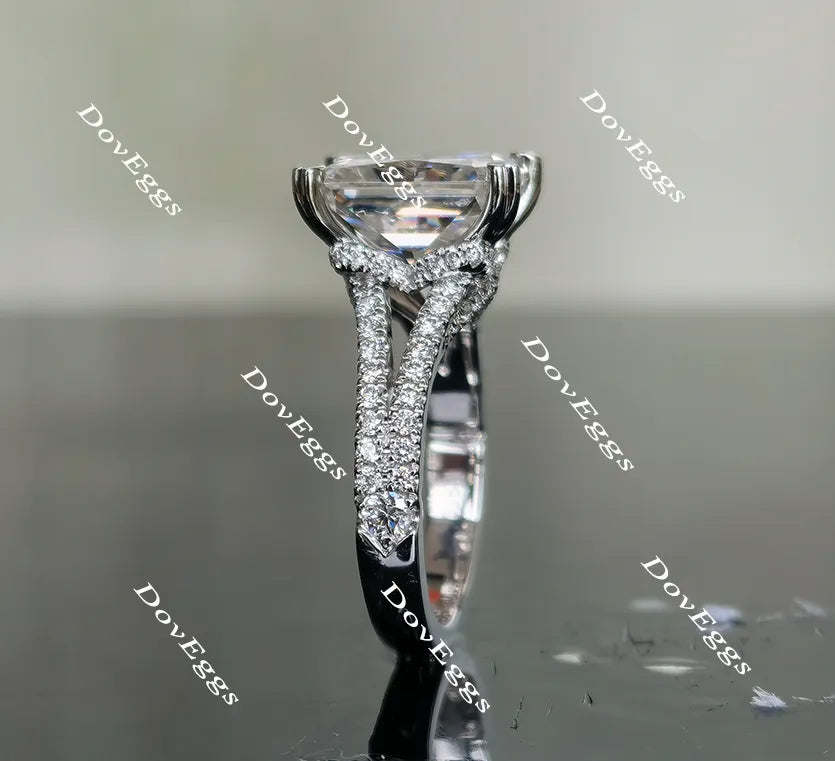 Doveggs radiant split shank pave moissanite engagement ring