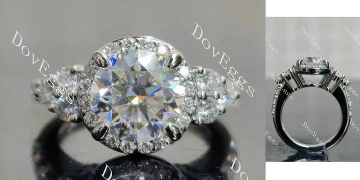 Doveggs halo side stones engagement ring semi-mount only(Exclusively to DovEggs Stones)