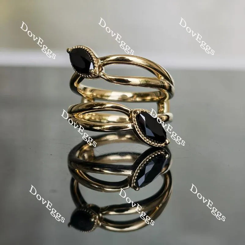 Doveggs marquise black sapphire colored gem enhancer-6.8mm band width