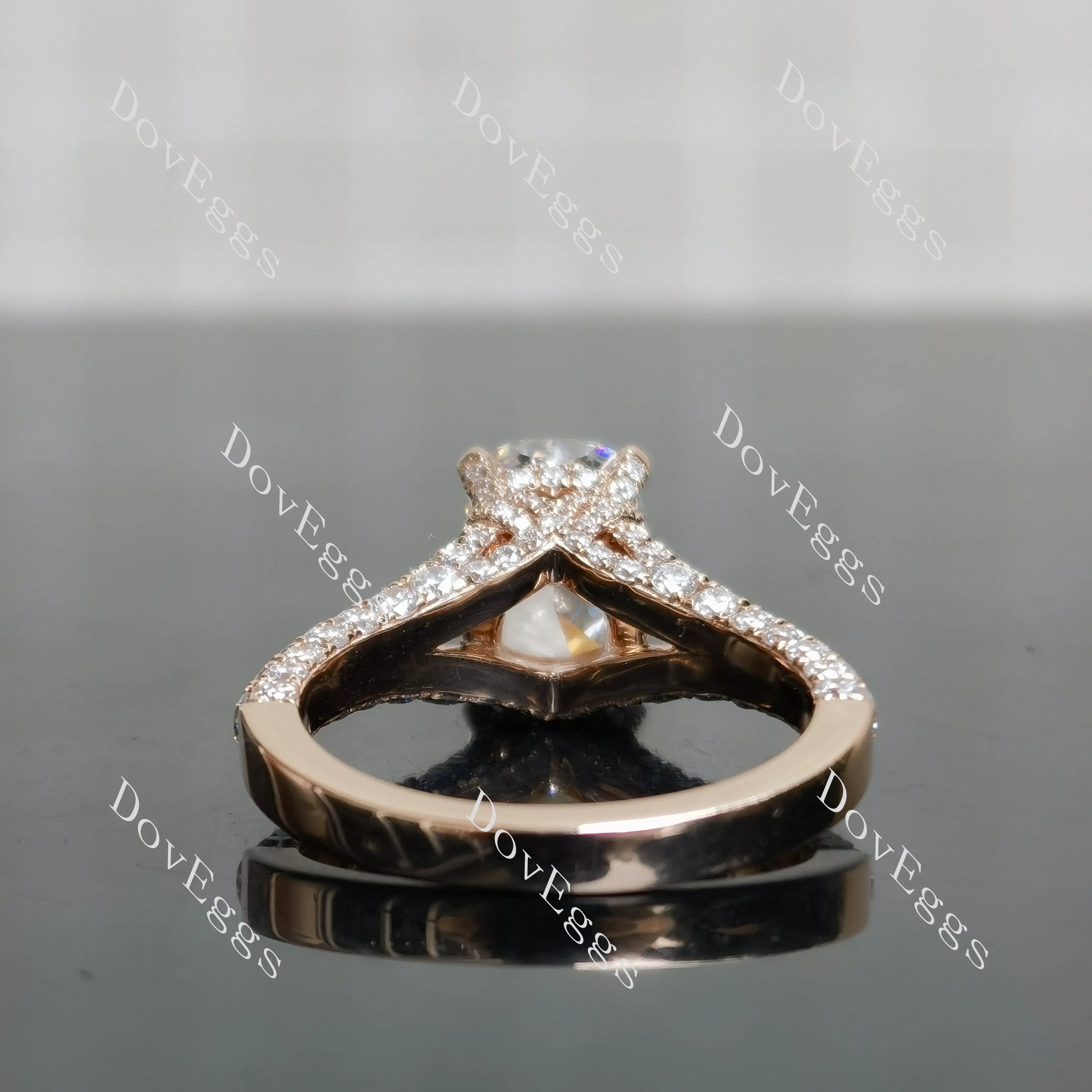 Emily's Hope Cushion Pave Split Shanks Half Eternity Lab Grown Diamond Engagement Ring