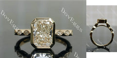 Radiant bezel side stones moissanite engagement ring| DovEggs