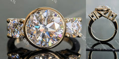 Doveggs round side stones three-stone bezel colored gem engagement ring