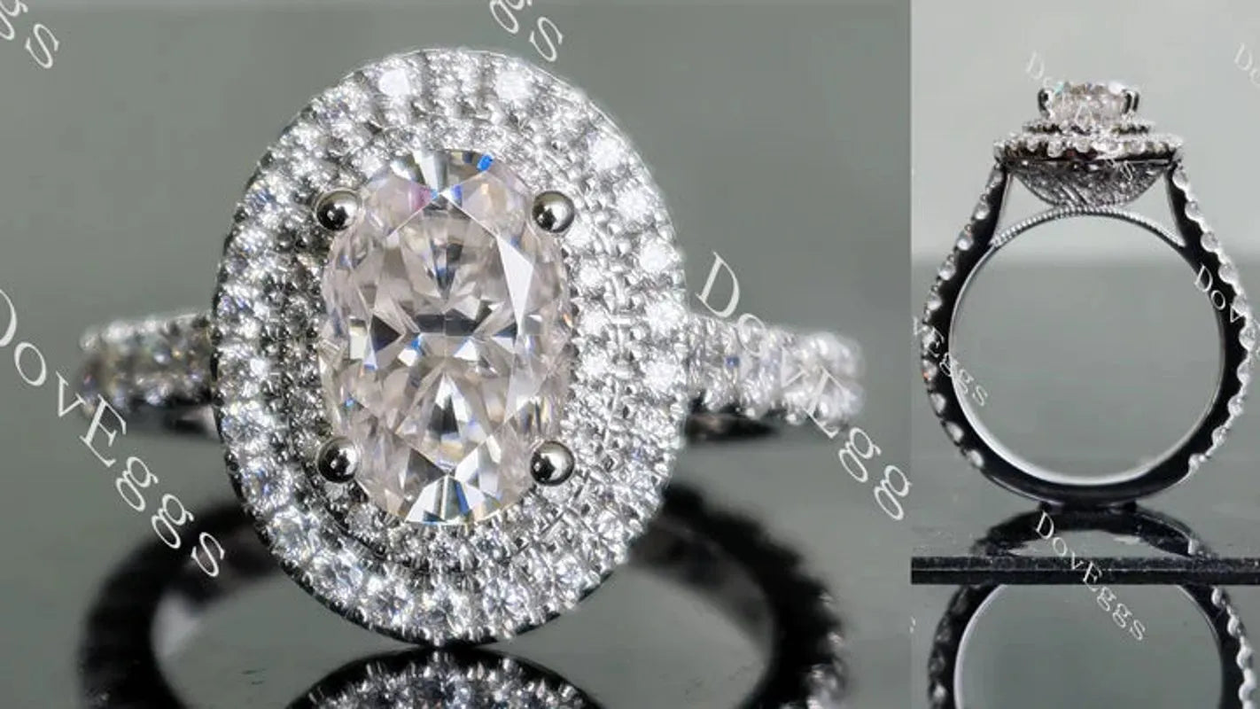 DovEggs double halo pave engagement ring semi-mount only(Exclusively to DovEggs Stones)