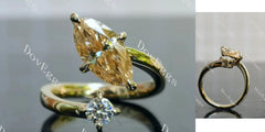 Doveggs Marquise Modified H&A cut pave colored moissanite engagement ring