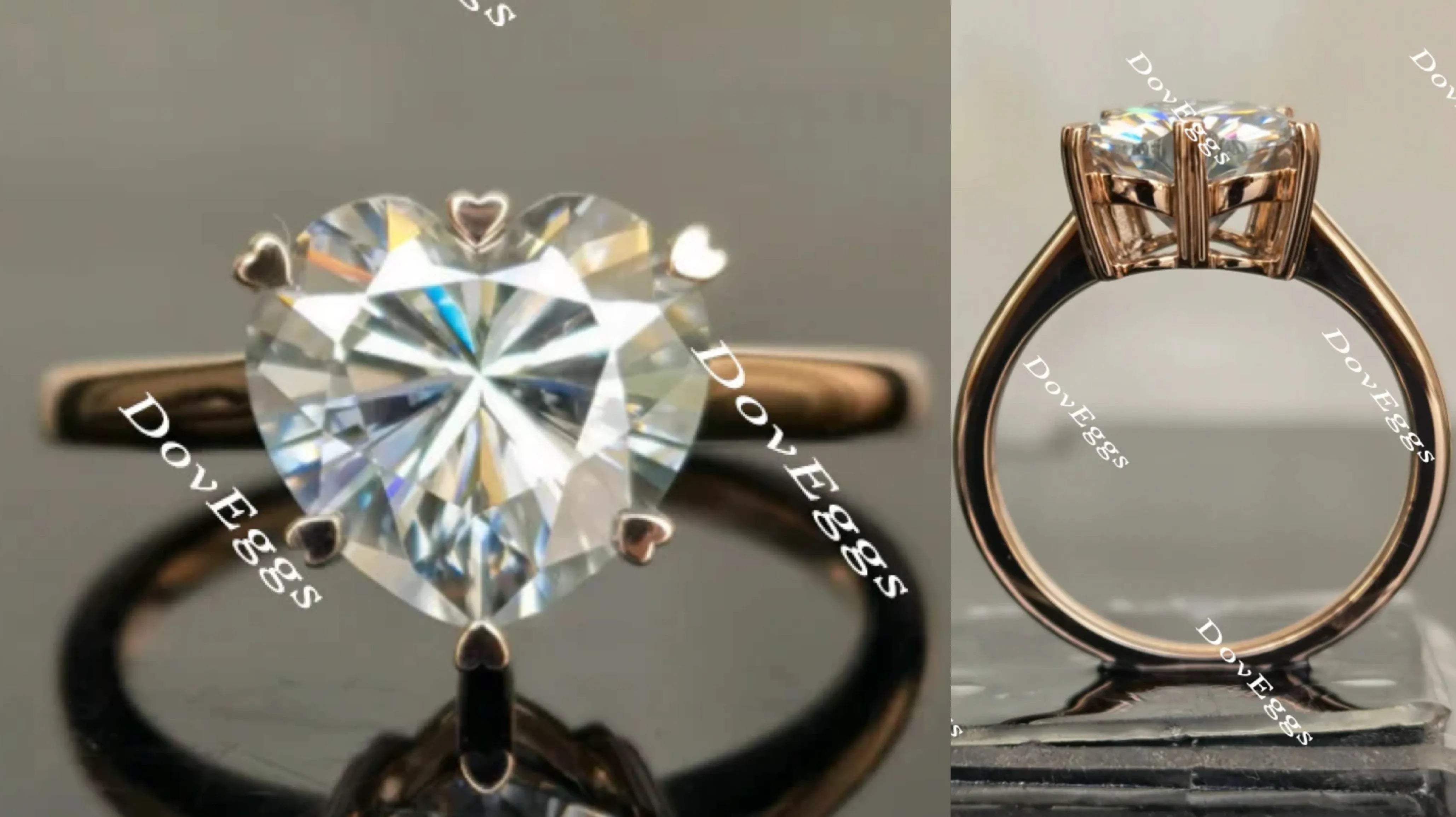 Doveggs heart solitaire colored moissanite engagement ring
