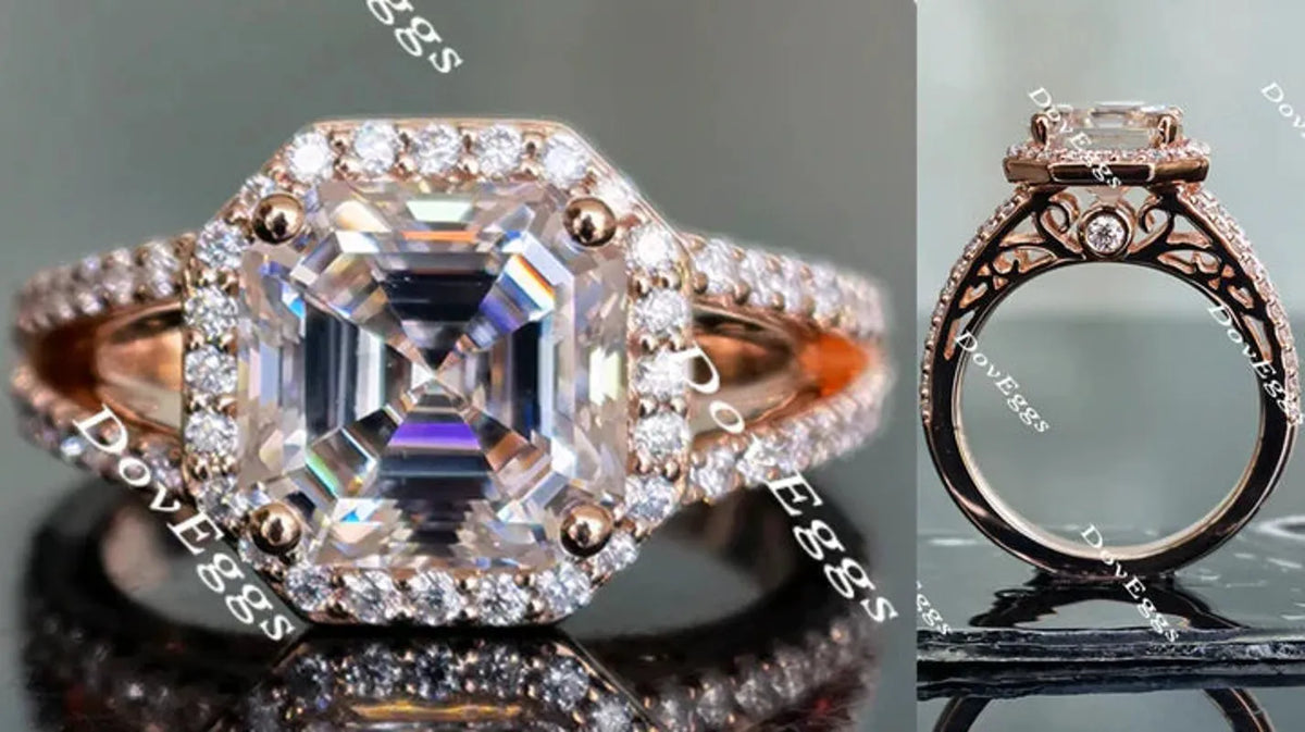 DovEggs split shank halo pave engagement ring only semi-mount only(Exclusively to DovEggs Stones)