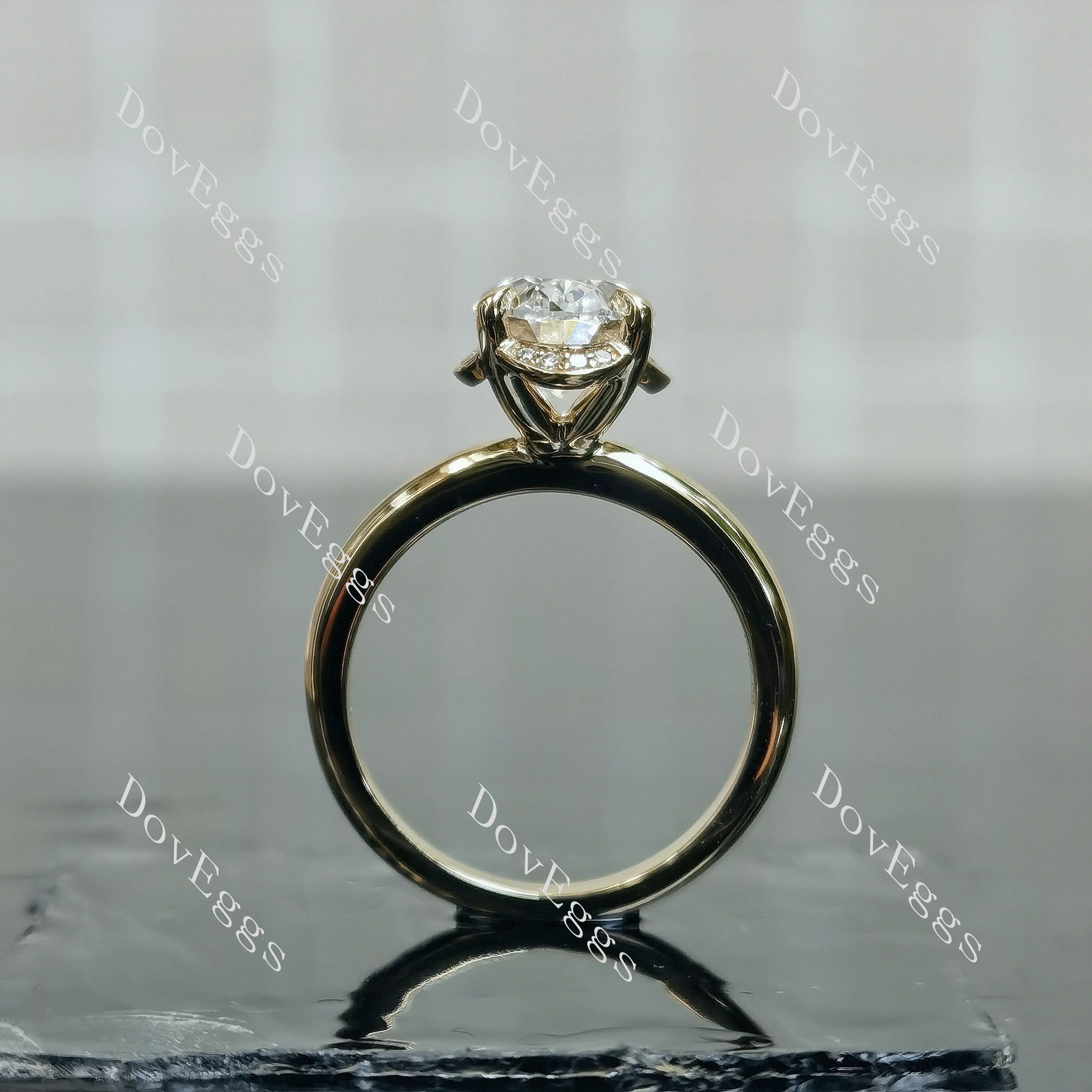 Oval hidden halo moissanite engagement ring| DovEggs