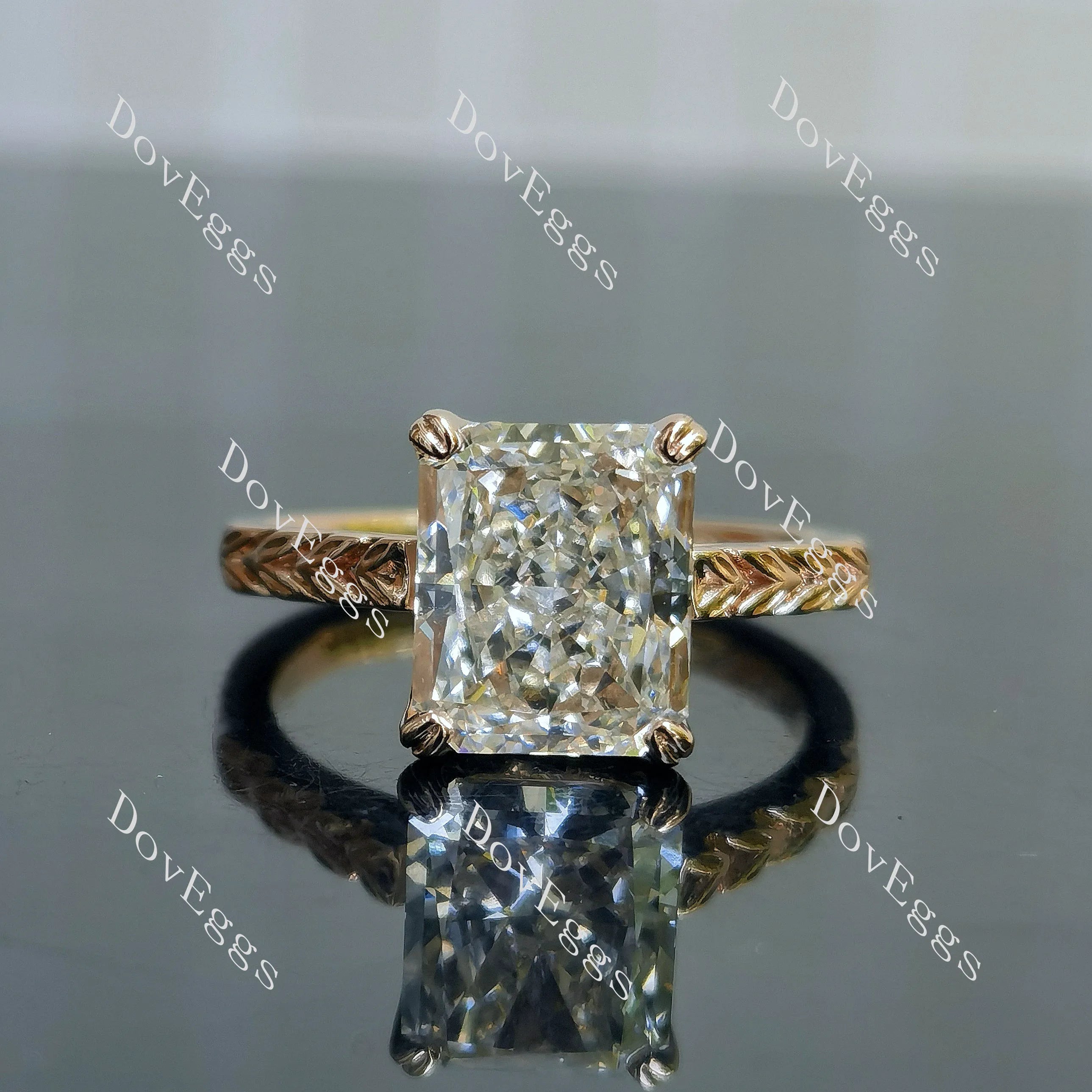 Brayleigh-Radiant solitaire moissanite engagement ring| DovEggs