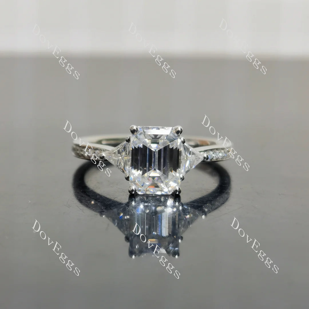 DovEggs three stones pave engagement ring only semi-mount only(Exclusively to DovEggs Stones)