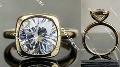 Wendyann's bezel setting cushion solitaire moissanite engagement ring