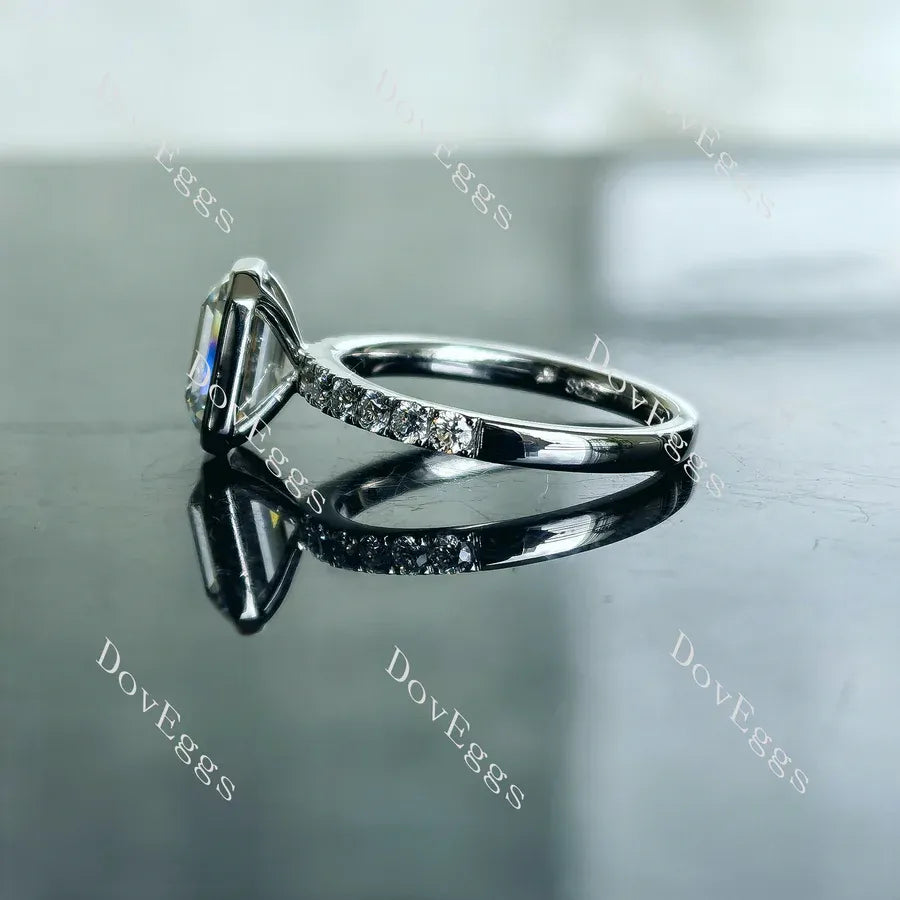 Doveggs bezel half eternity pave engagement ring semi-mount only(Exclusively to DovEggs stones)