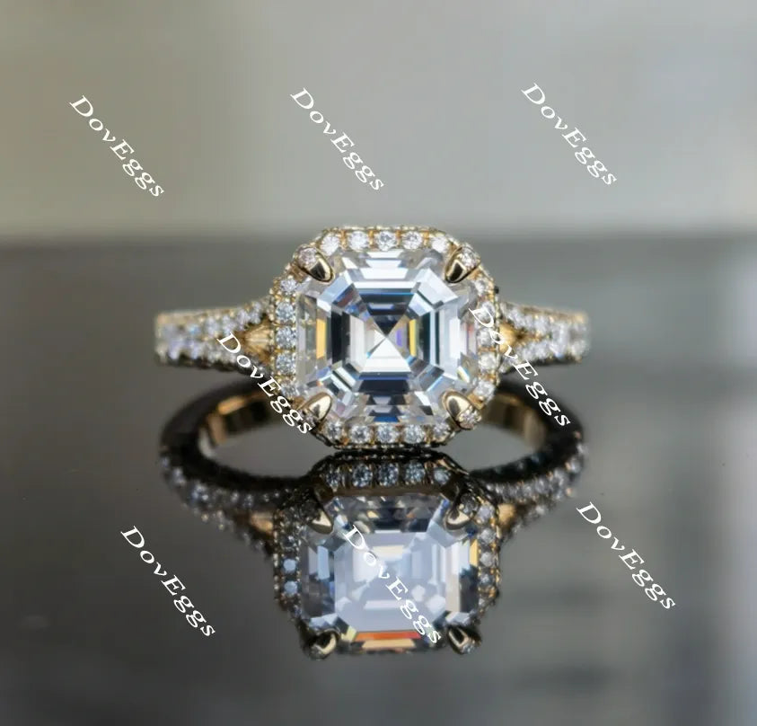 Bemyringsister three paved & halo engagement ring only semi-mount only(Exclusively to DovEggs Stones)