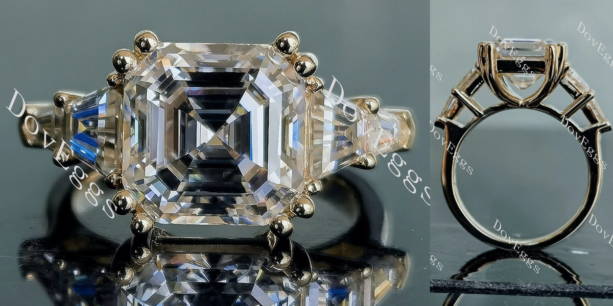 Doveggs three-stone side stones moissanite engagement ring