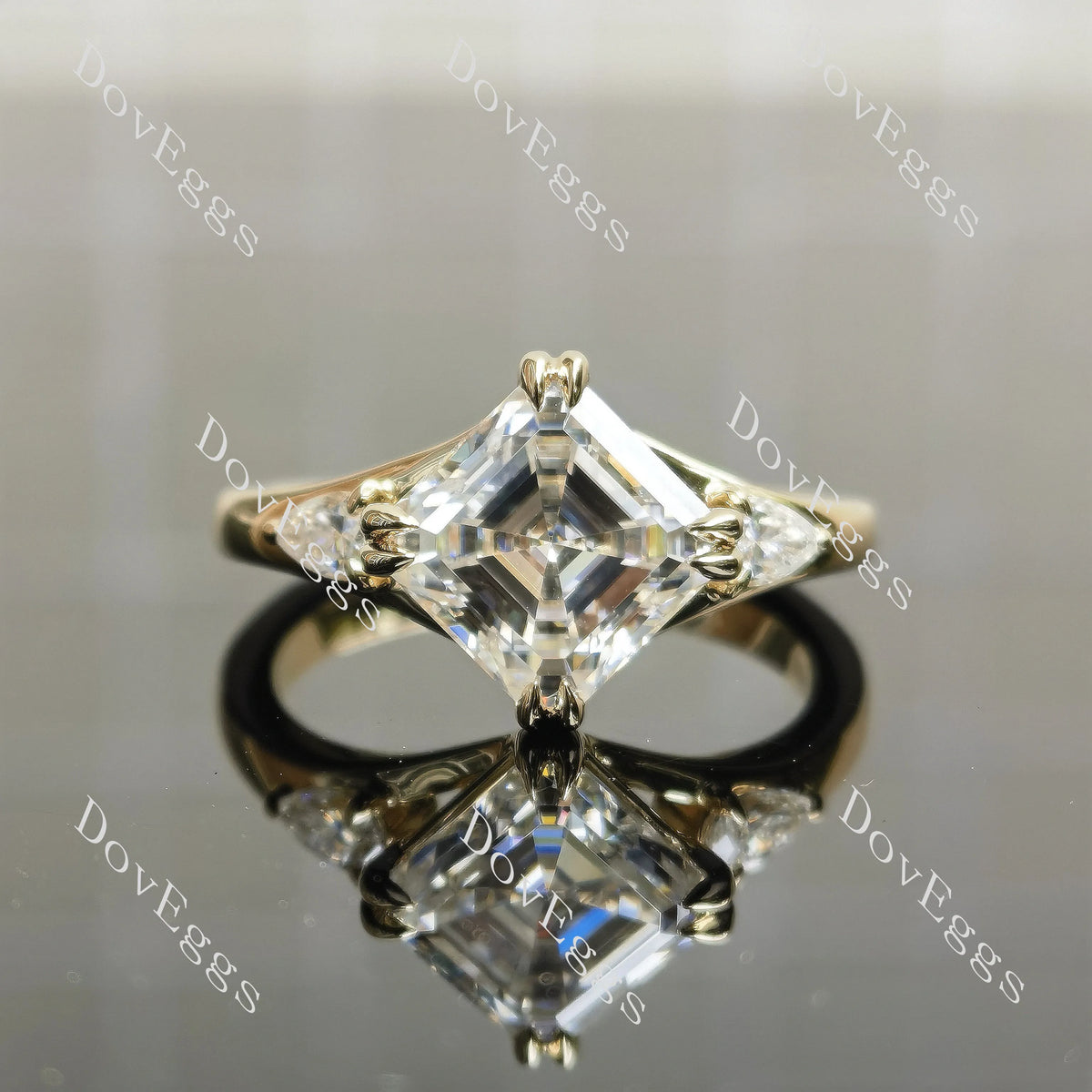 Doveggs three stones split shanks engagement ring semi-mount only(Exclusively to DovEggs stones)